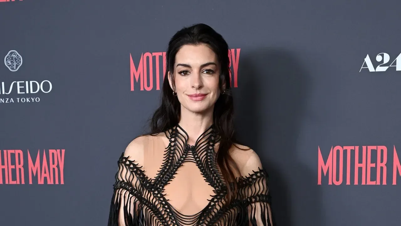 Anne Hathaway Wears Sheer Black Gown at 'Mother Mary' London Premiere