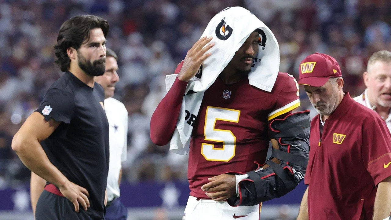 Commanders QB Jayden Daniels Dislocates Left Elbow Against Cowboys, Undergoes Specialist Review