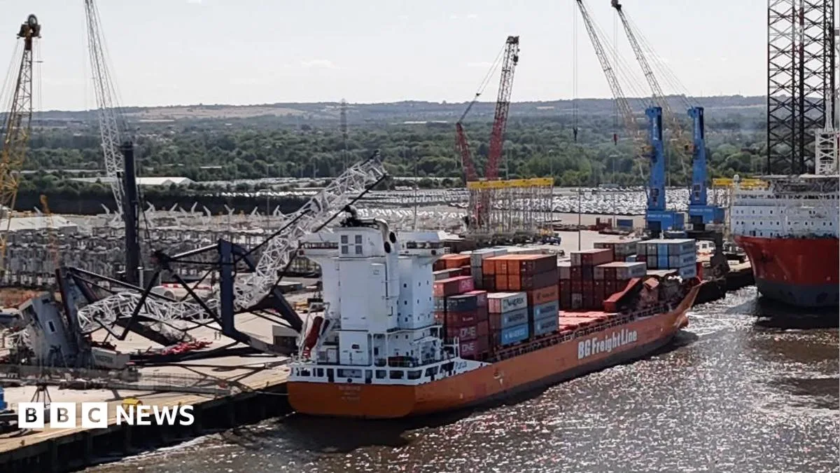 Crane and Container Ship Involved in Collision at Port of Tyne