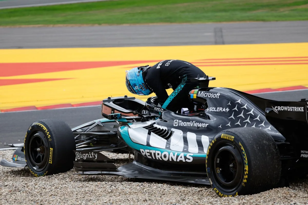 George Russell Crashes Out Early in Belgian Grand Prix After Collision