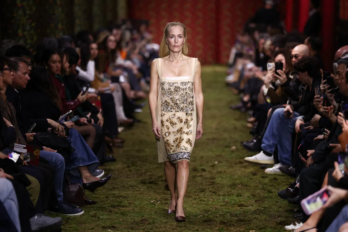 Gillian Anderson Walks Miu Miu Runway at Paris Fashion Week with Chloë Sevigny