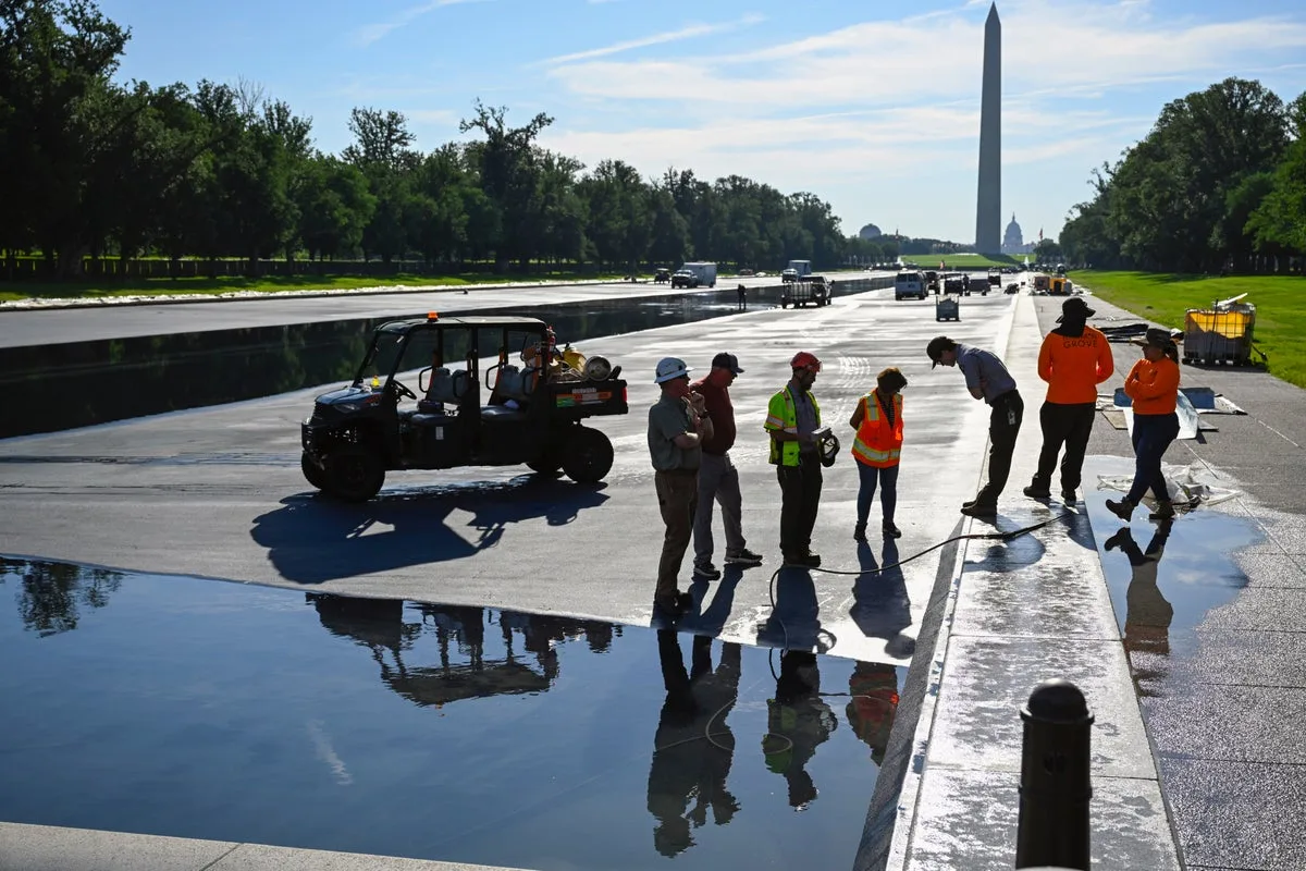 Lincoln Memorial Reflecting Pool Refilled After 'American Flag Blue' Renovation