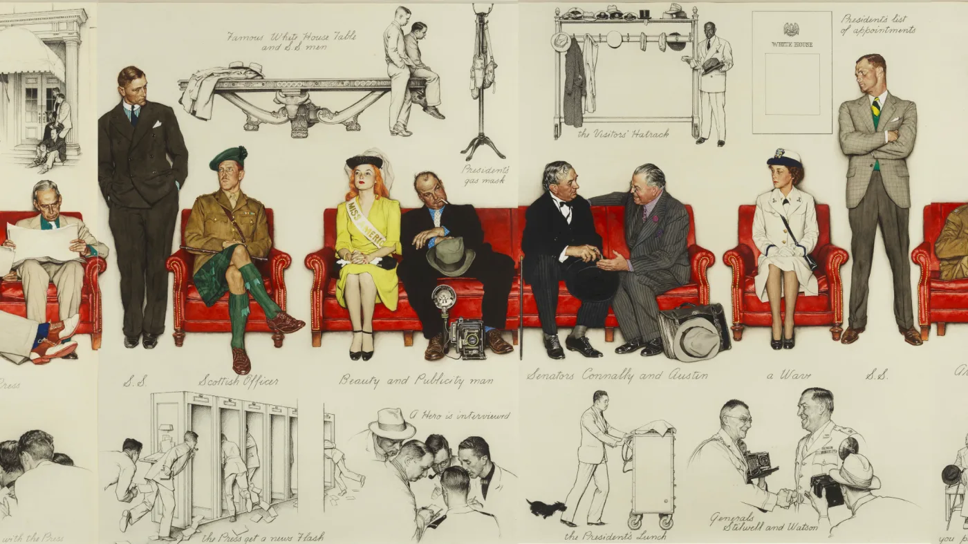 Norman Rockwell's 1943 Presidential Visitor Sketches Debut in Public Exhibition