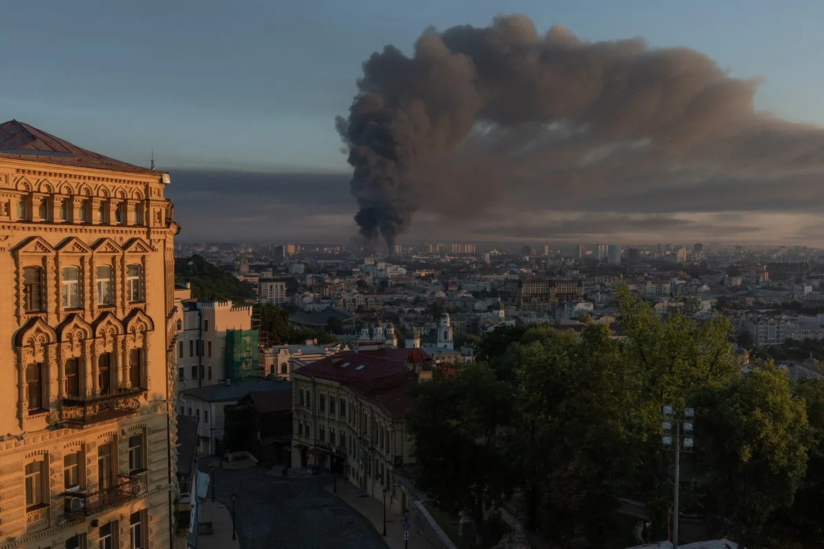 Russian Missile and Drone Strikes Hit Kyiv, Causing Fatalities and Fires