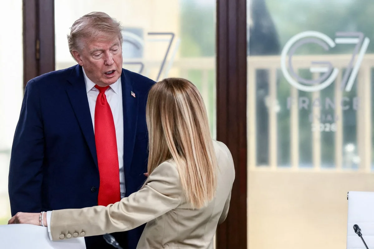 Trump and Italy's Meloni Trade Accusations Over G7 Photo Claim