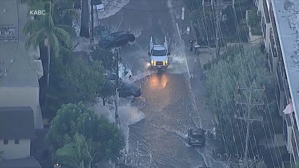 Water Main Break Floods Sunset Boulevard and Causes Sinkhole in West Hollywood